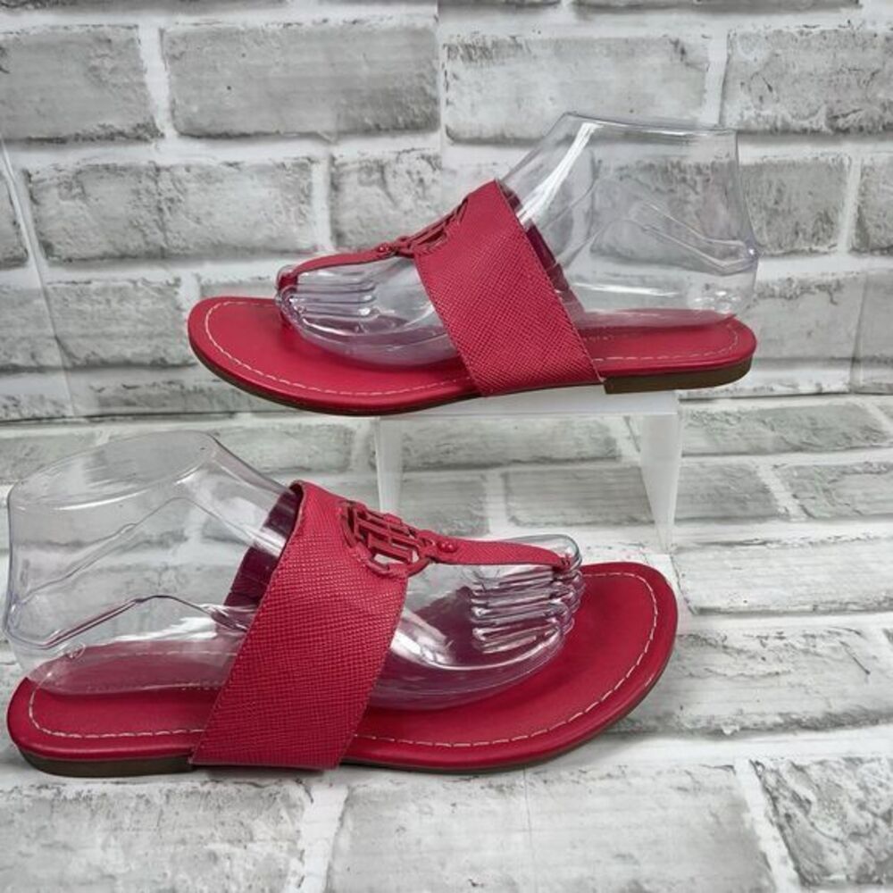 Tommy Hilfiger Twsia Women's 8.5 Pink Logo Thong T-Strap Flip Flop Sandals